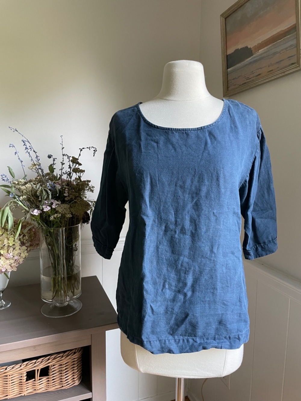 Tommy Bahama Navy Blue Linen Top